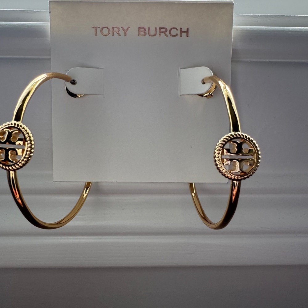 Tory Burch Gold Logo Medallion Earrings
